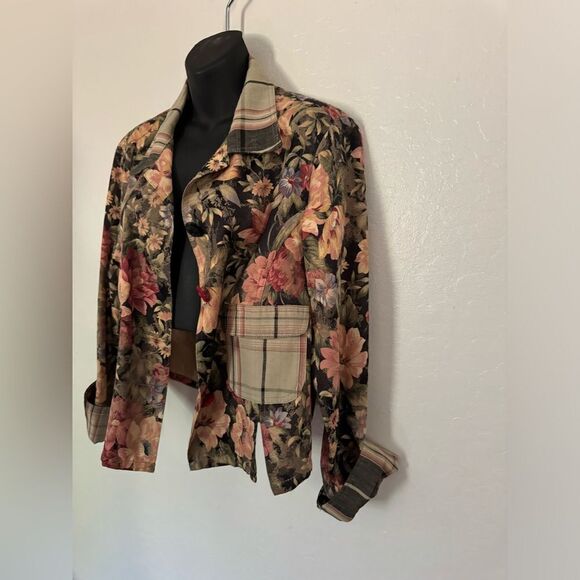 my boyfriend’s back Vintage Jacket 80’s Upcycled Unique Floral Boutique USA M - Picture 2 of 4